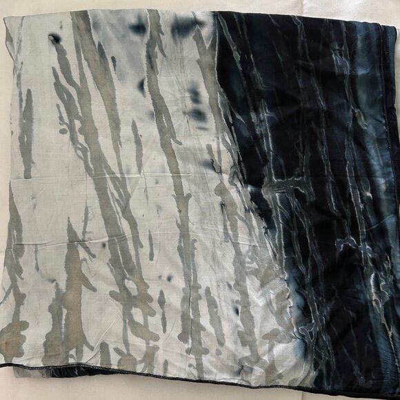 Hands to Hearts Scarf Hand Dyed Blue Grey Made in Bali 100% Rayon Soft Touch - Picture 7 of 7